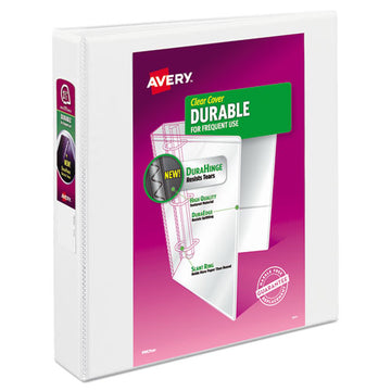 Avery® Durable View Binder With Durahinge And Slant Rings, 3 Rings, 1.5" Capacity, 11 X 8.5, White freeshipping - TVN Wholesale